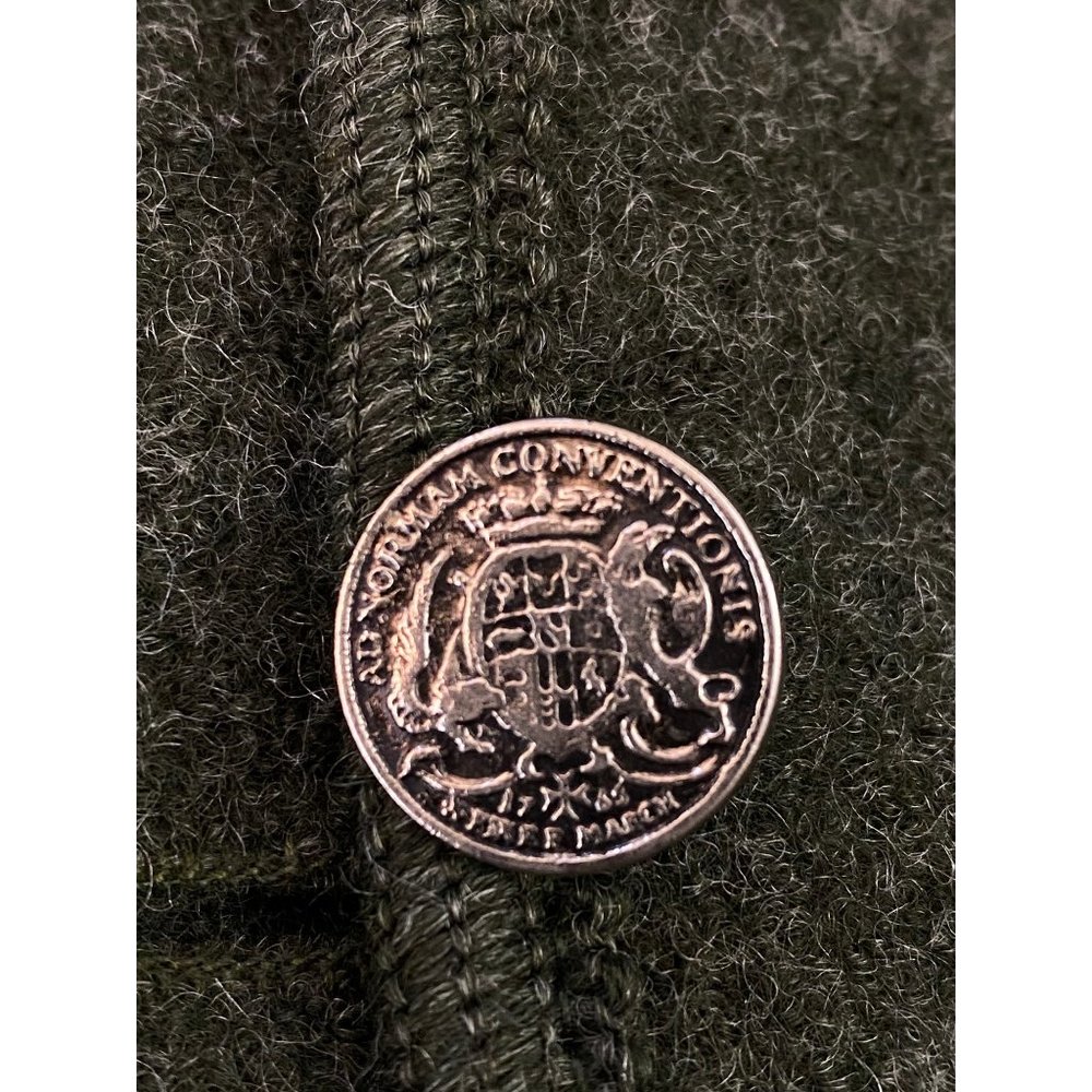 Vintage German Wool Cardigan Archbishopric of Mainz 1765 Coin Buttons Green M HT - Picture 6 of 16